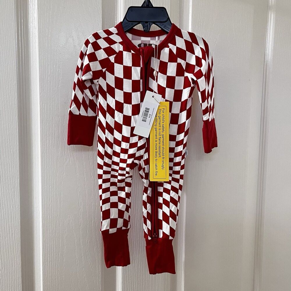 Brixton Phoenix Candy Check Bamboo Zip Romper Zippy Burnt Orange SZ Newborn NWT - Picture 7 of 15
